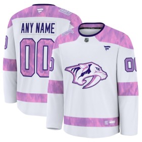 Nashville Predators Fanatics Hockey Fights Cancer Practice Custom 2024-25 Weiss Trikot - Herren
